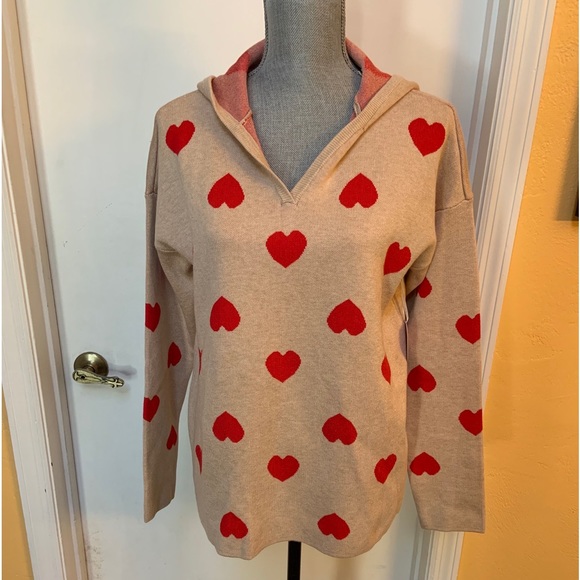 Marled Sweaters Marled Reunited Ladies Hearts All Over Hoodie